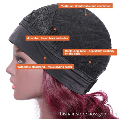BIS Wholesale 150% Density Headband Wig Human Hair Hot Red Body Wave Wig Brazilian Remy Hair Machine Made Wigs for Black Women